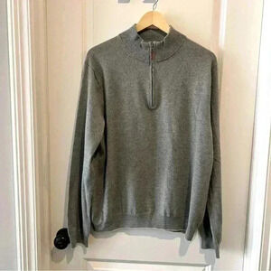 Saks Fifth Avenue‎ Black Label Pullover Sweater Men XXL Gray 1/4 Zip 100% Wool